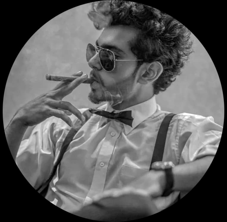 Hashim Riaz, black and white portrait